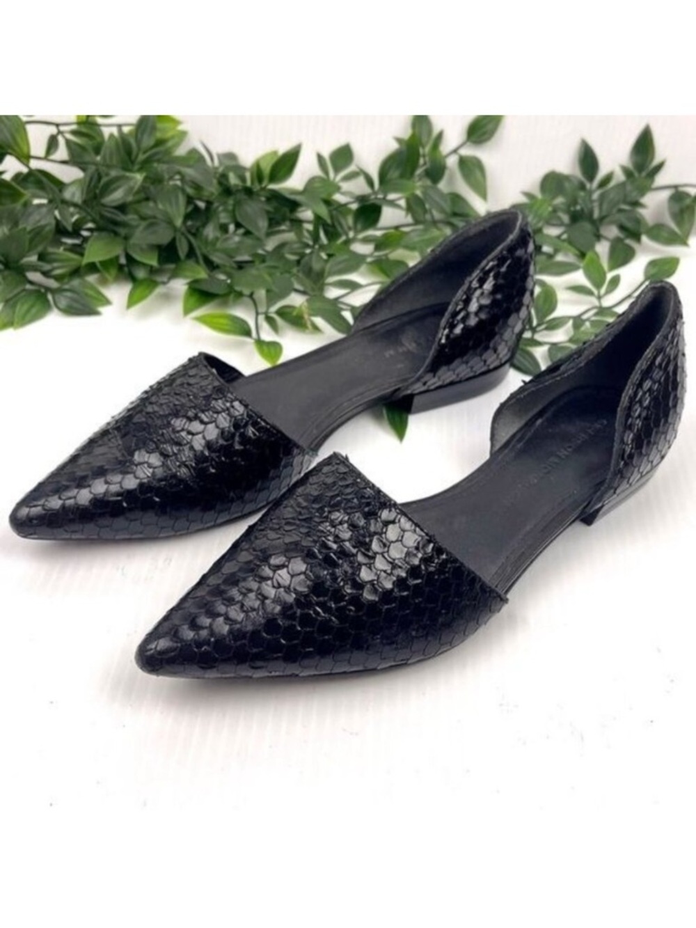 Sigerson Morrison black d'orsat snakeskin flats loafer shoes 6.5